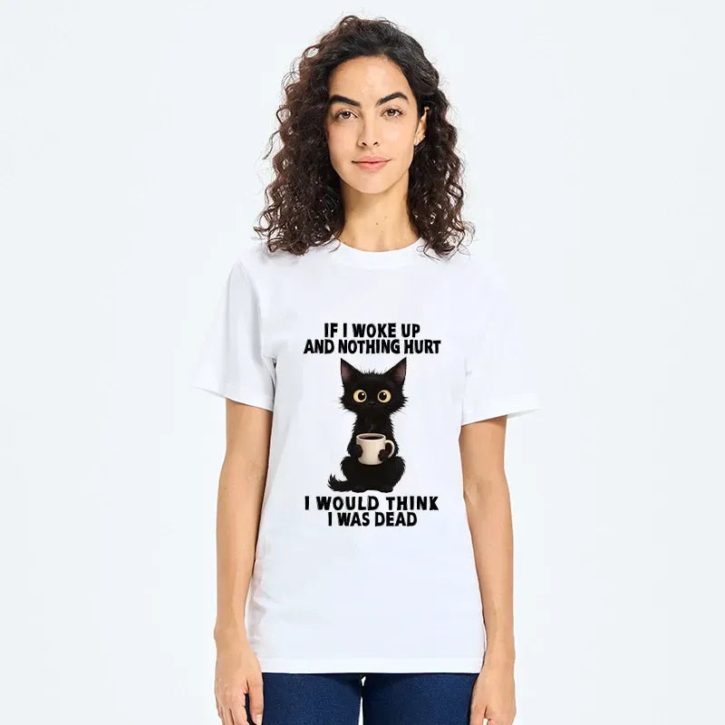 Kyoto-Lion Funny Cute Black Cat And Coffee Meme Classic T-Shirt