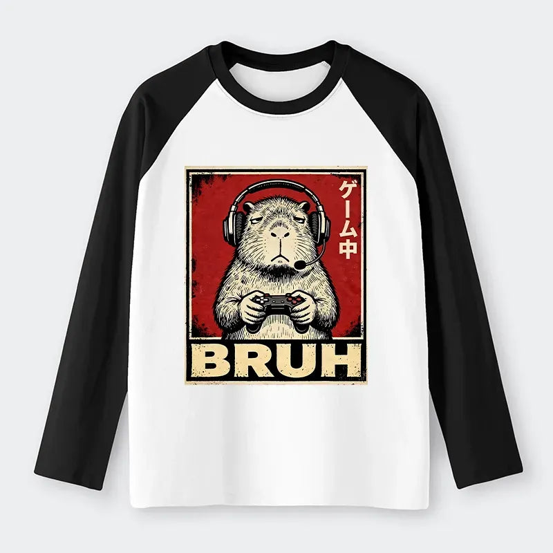 Funny Capybara Raglan Tee for Daily Wear