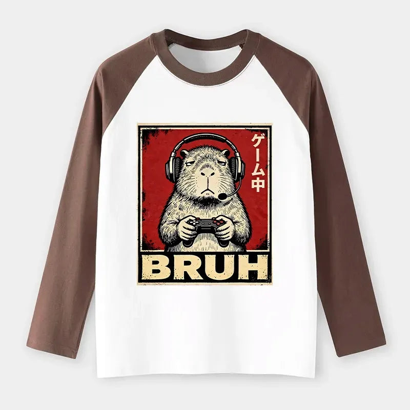 Funny Capybara Raglan Tee for Daily Wear