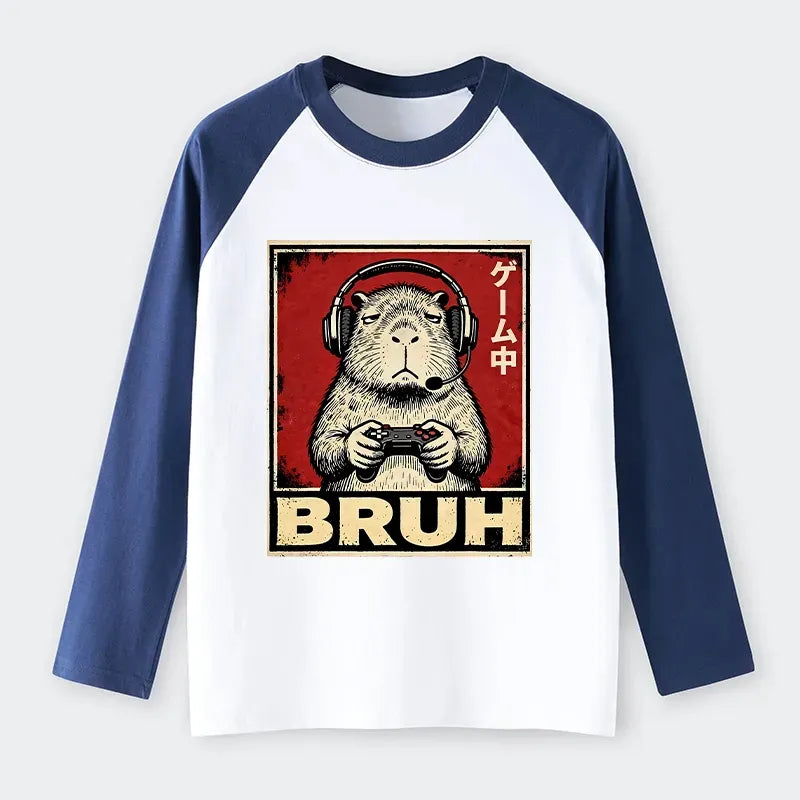 Funny Capybara Raglan Tee for Daily Wear