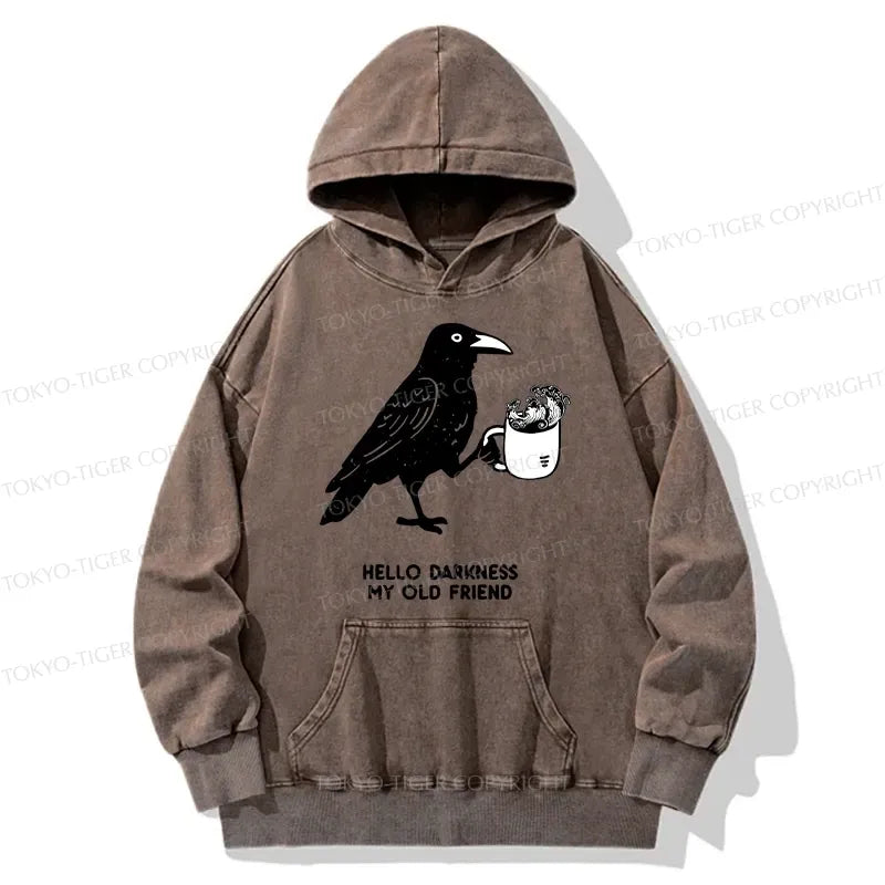 funny crow drinking coffee hoodie