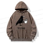 funny crow drinking coffee hoodie