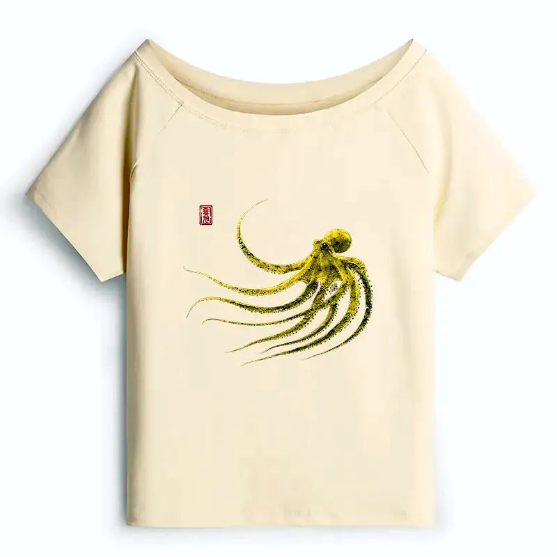 Japanese Retro Octopus T-Shirt for Summer