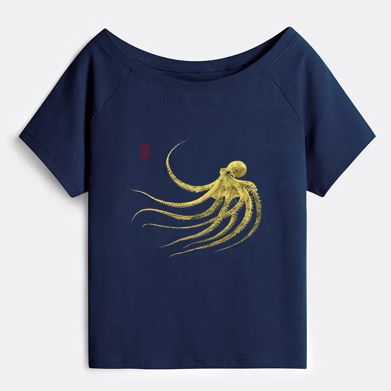Japanese Retro Octopus T-Shirt for Summer