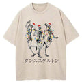 Kyoto-Lion Skeleton Dancing Christmas Washed T-Shirt