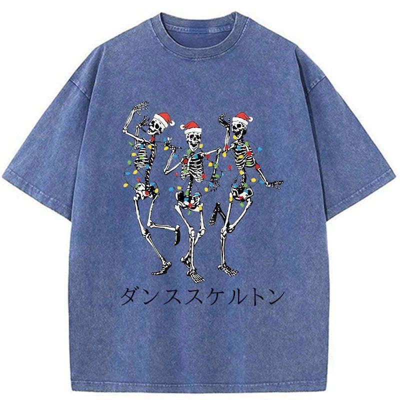 Japanese skeleton dancing christmas t-shirt