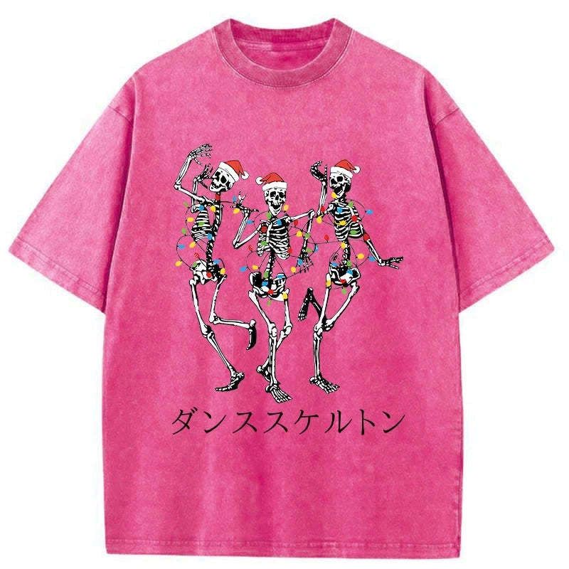 Japanese skeleton dancing christmas t-shirt