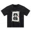 Kyoto-Lion Kitten Samurai Kids Washed T-Shirt
