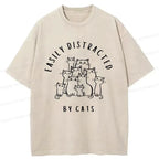 Japanese Washed Cat T-Shirt for Daily Wear