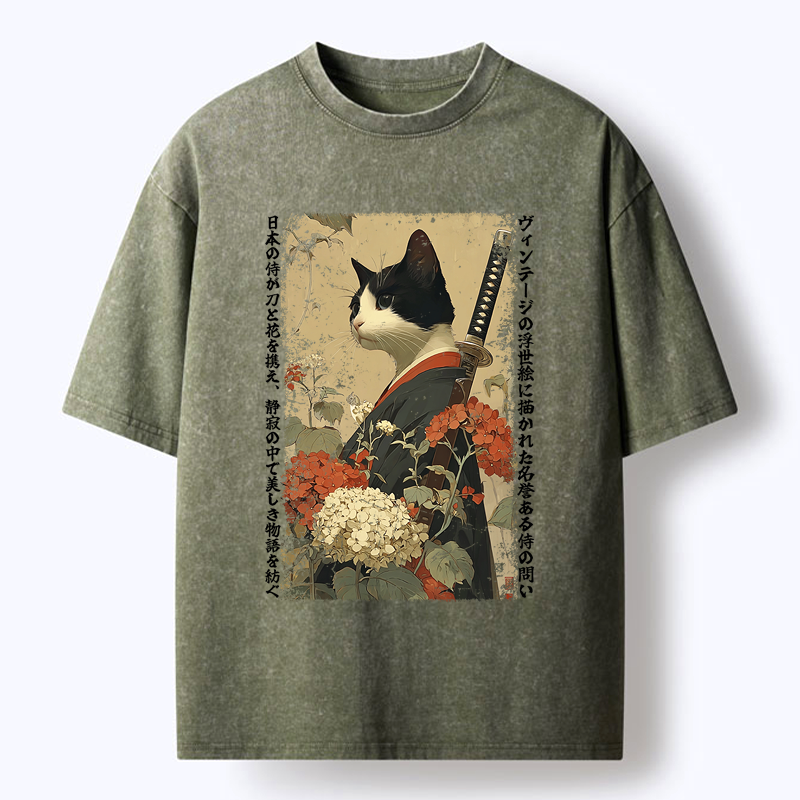 Kyoto-Lion The Floral Samurai Washed T-Shirt