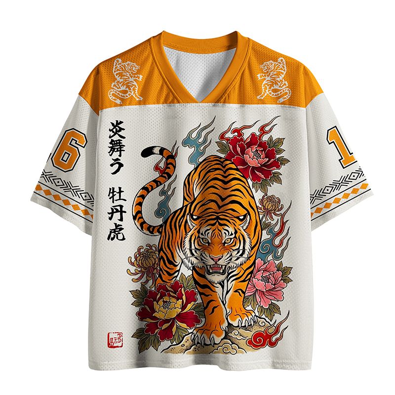 Kyoto-Lion Floral Tiger Art Mesh Jersey