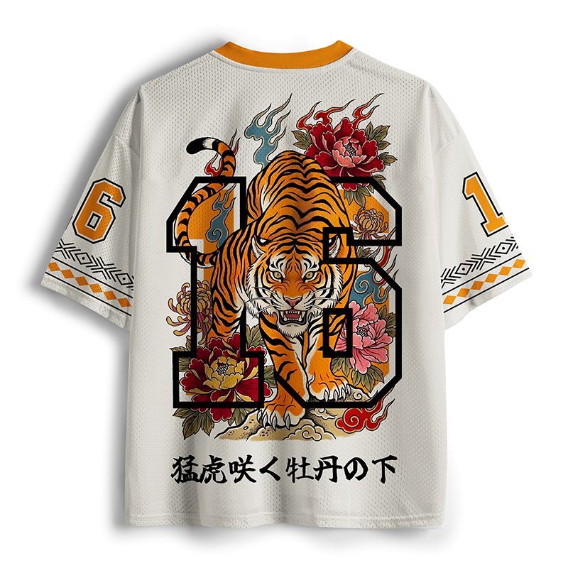 Kyoto-Lion Floral Tiger Art Mesh Jersey