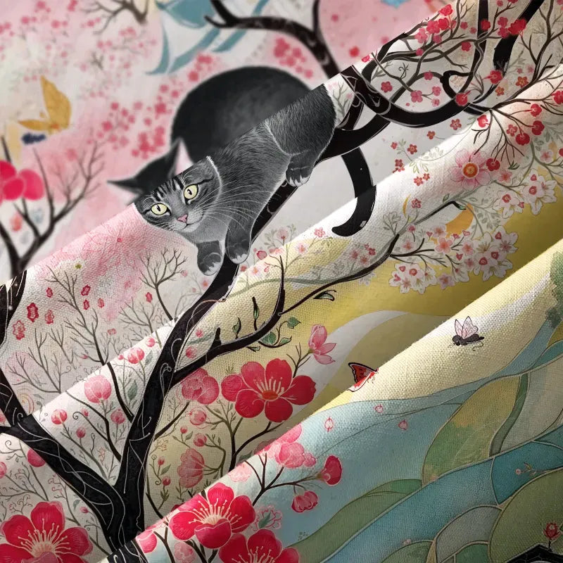 Japanese Sakura Cat Button-up Shirt