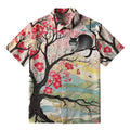 Kyoto-Lion Cat On The Sakura Tree Button-up Shirt