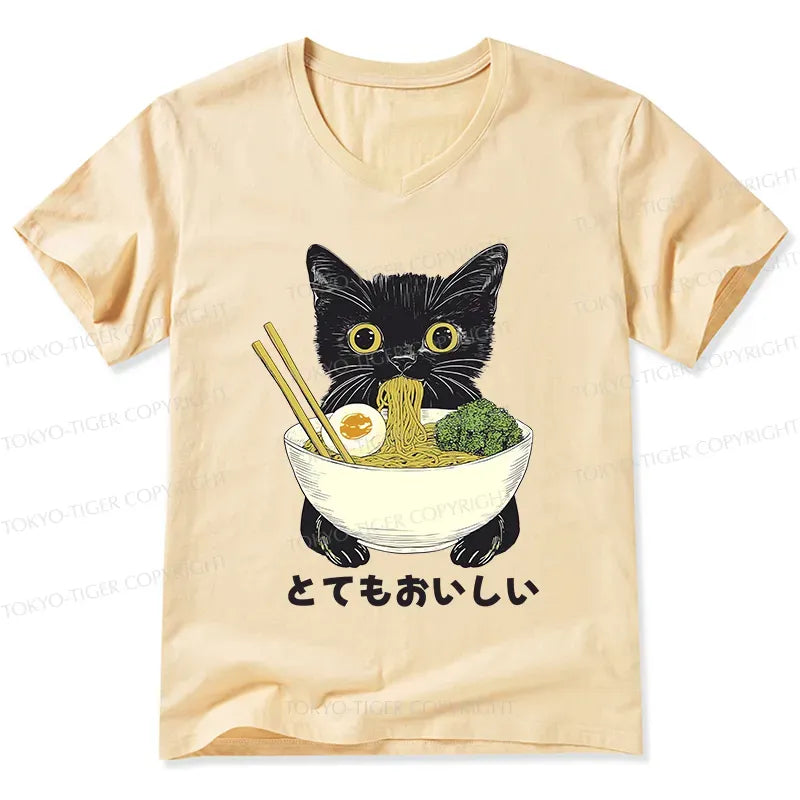 Kyoto-Lion Ramen Lover Cute Cat V-Neck Classic T-Shirt