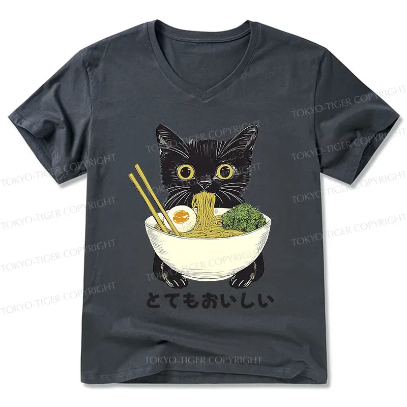Kyoto-Lion Ramen Lover Cute Cat V-Neck Classic T-Shirt