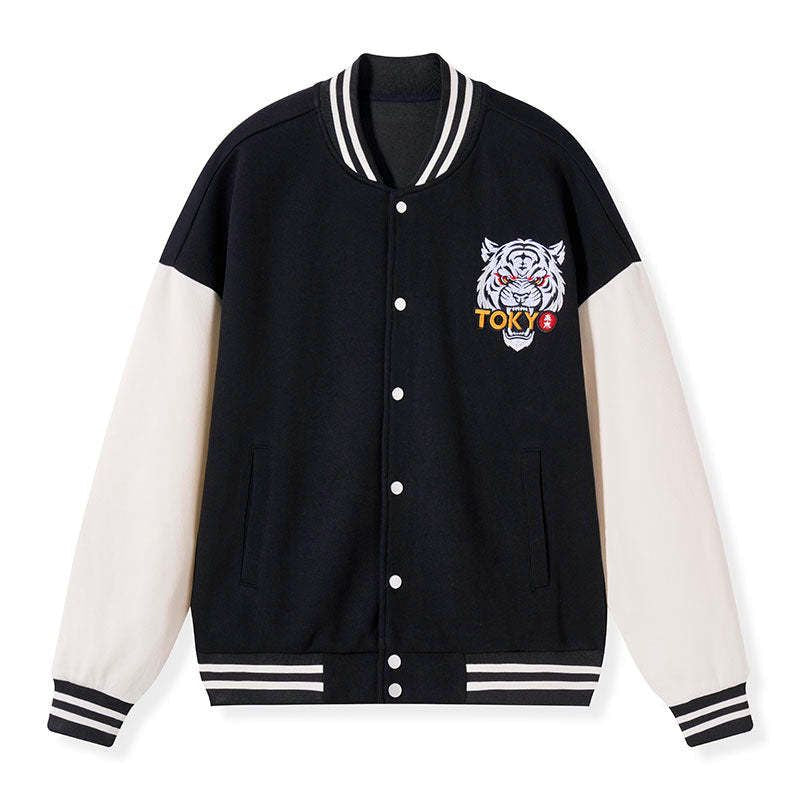 kyoto lion embroidered varsity jacket for men