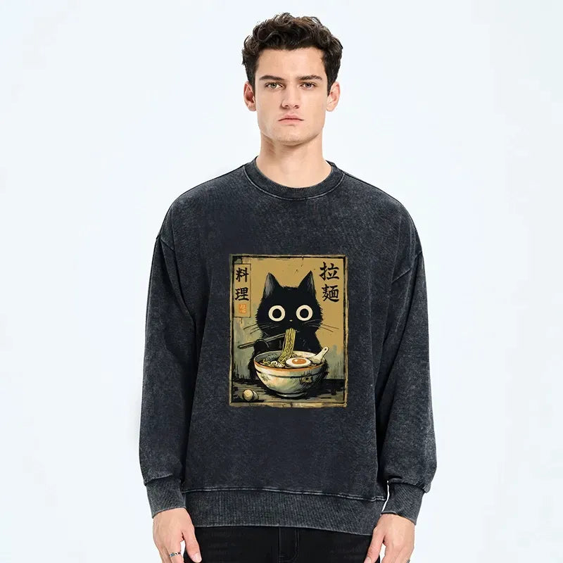 Japanese Black Cat Ramen Sweatshirt