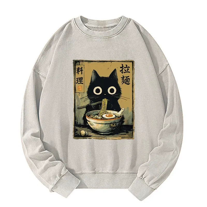 Washed Japan Cat Sweatshirt Best Seller