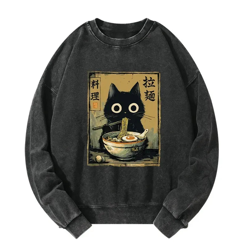 Washed Japan Cat Sweatshirt Best Seller