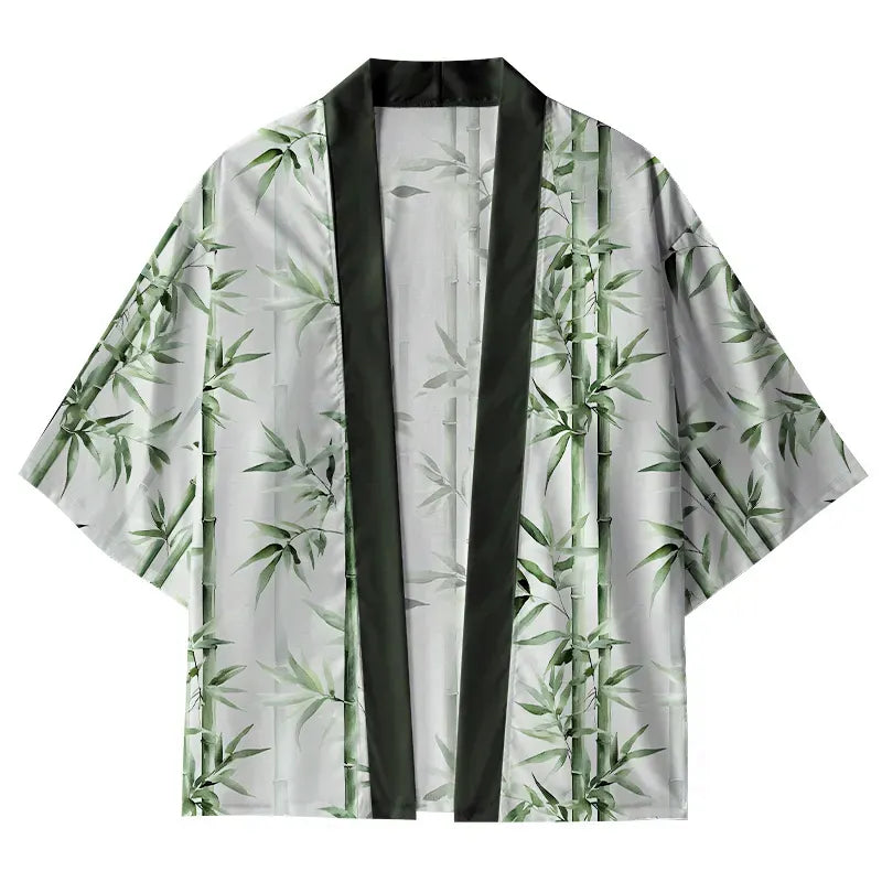 Kyoto-Lion Zen Bamboo Grove Kimono Cardigan