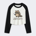 Kyoto-Lion Raccoons Need Snacks Funny Women's Crop Raglan T-Shirt