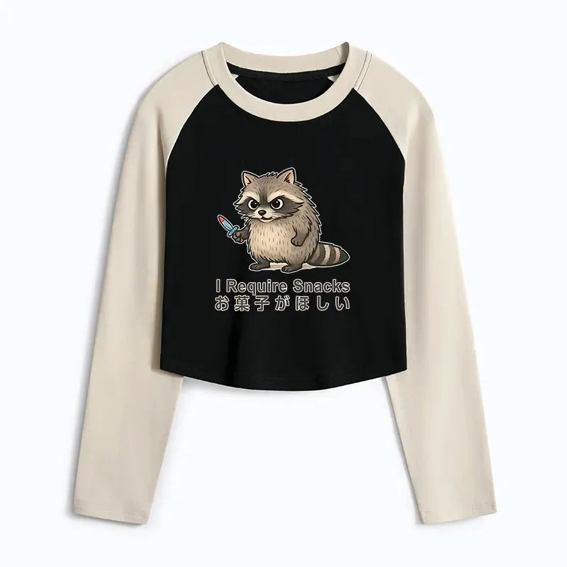 Raccoons Need Snacks Raglan Tee for Women