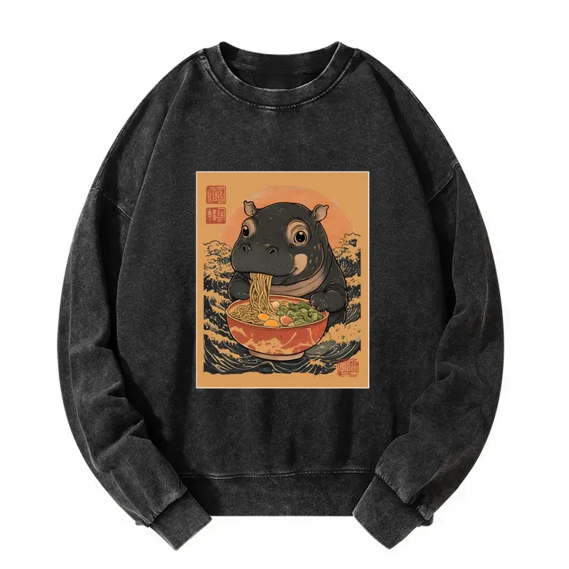 Moo Deng ramen sweatshirt for anime convention