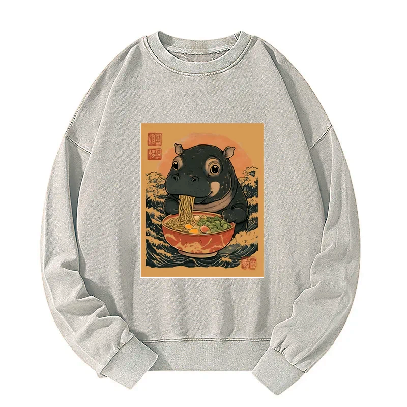 Moo Deng ramen sweatshirt for anime convention