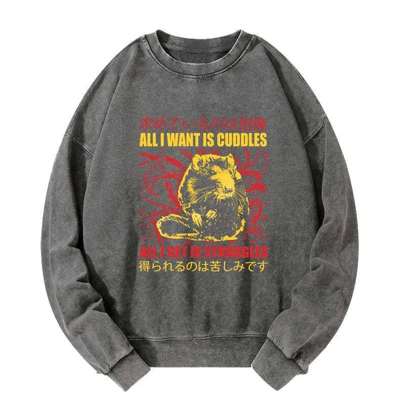 Japanese Vintage Washed Sweatshirt for Unisex