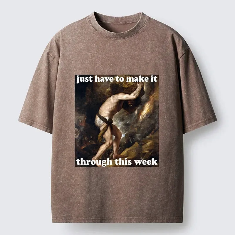 Kyoto-Lion Sisyphus Struggles Through Busy Week Washed T-Shirt