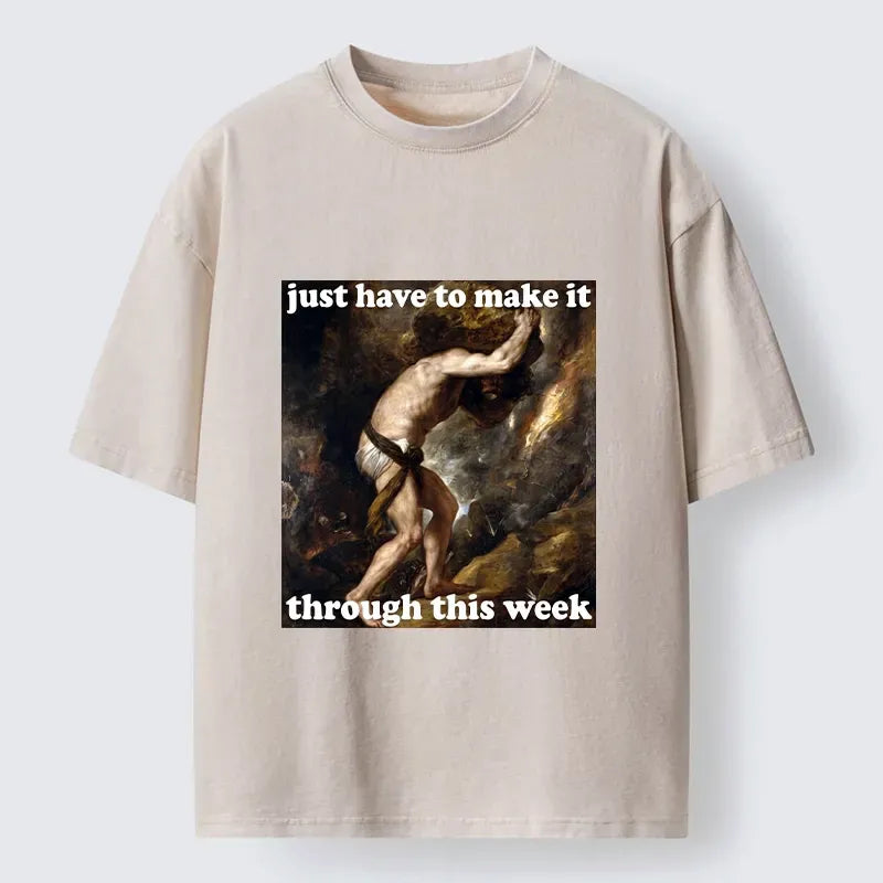 Kyoto-Lion Sisyphus Struggles Through Busy Week Washed T-Shirt