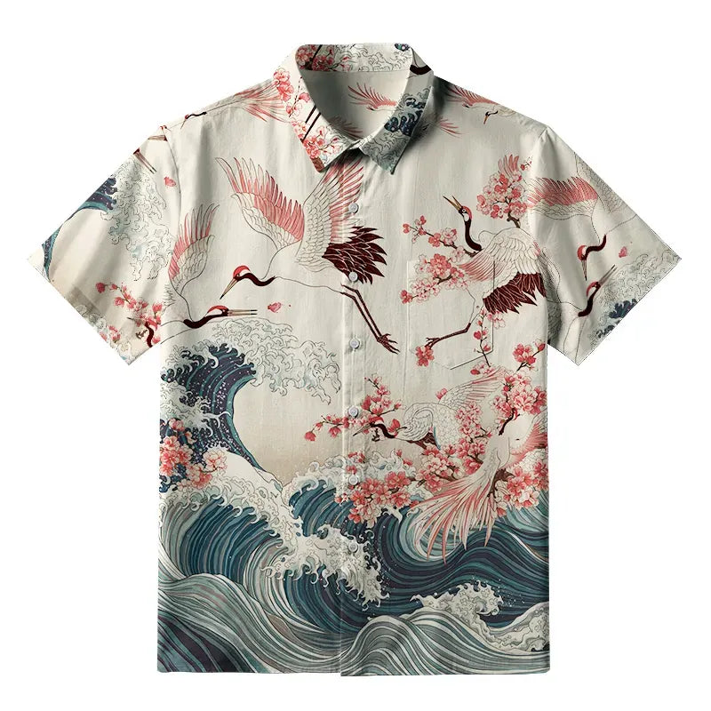 Vintage Japanese Print Shirt on Sale
