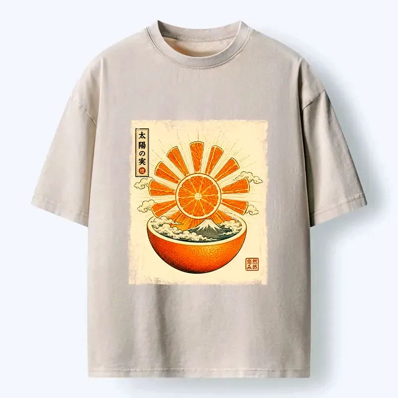 Retro Japanese Sun Scene Tee for Daily Wear