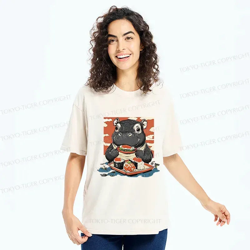 Kyoto-Lion Washed T-Shirt for Daily Wear