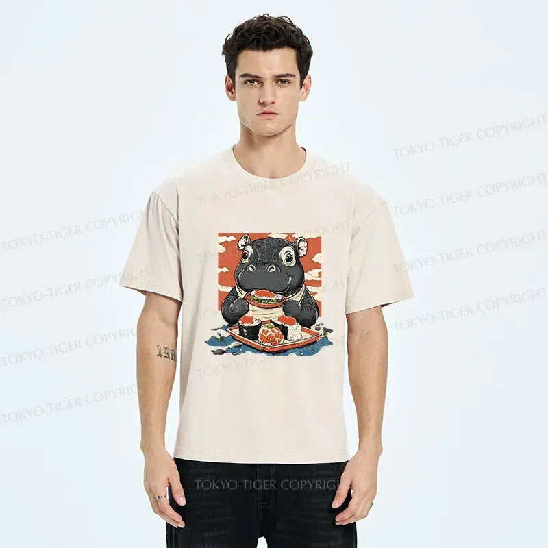 Japanese Vintage Moo Deng Sushi T-Shirt