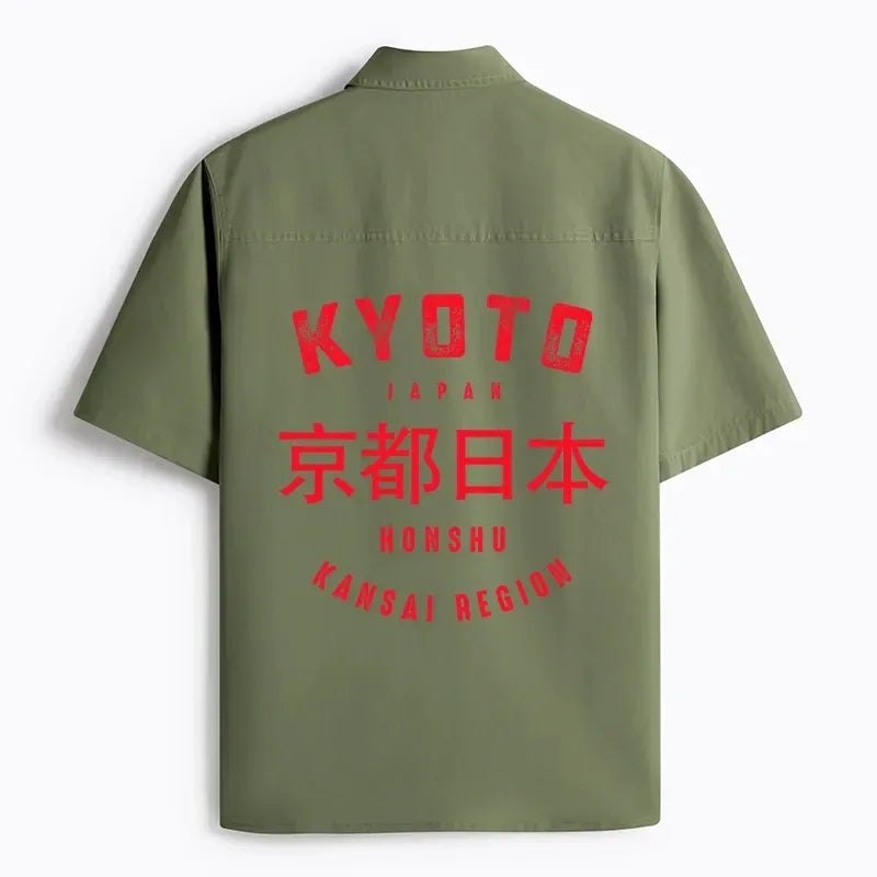 Kyoto Lion Vintage Work Shirt for Vacation