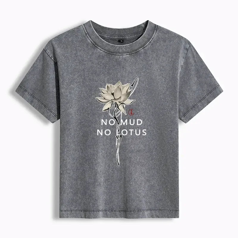 Kyoto-Lion Japanese Zen Lotus Women's Washed T-shirt