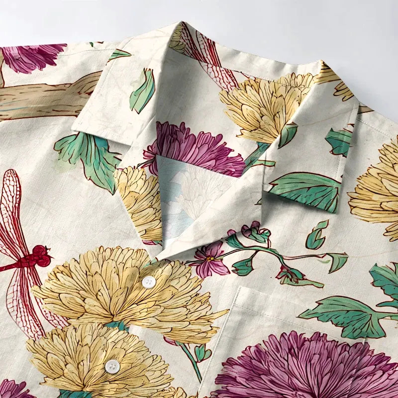 Vintage Chrysanthemum Hawaiian Shirt on Sale