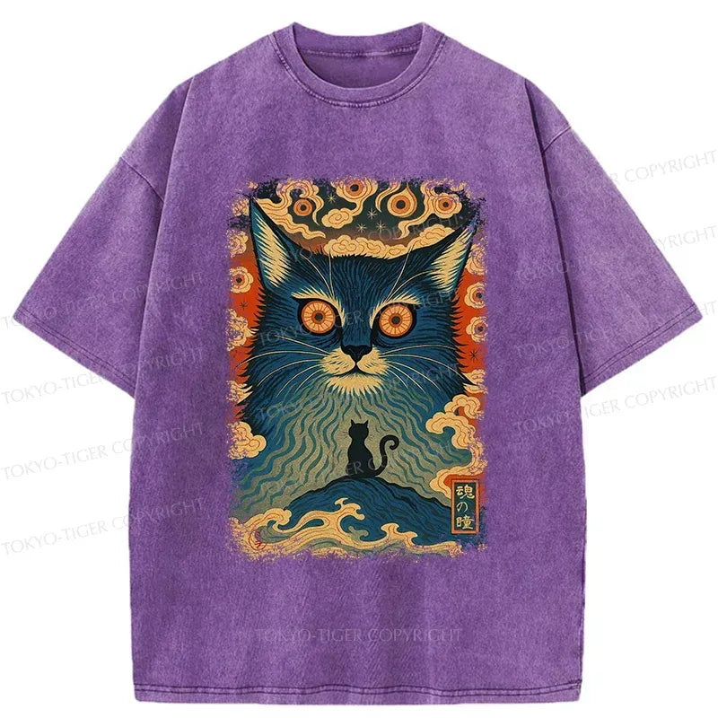 Kyoto-Lion Eye Of The Soul-cat Washed T-Shirt