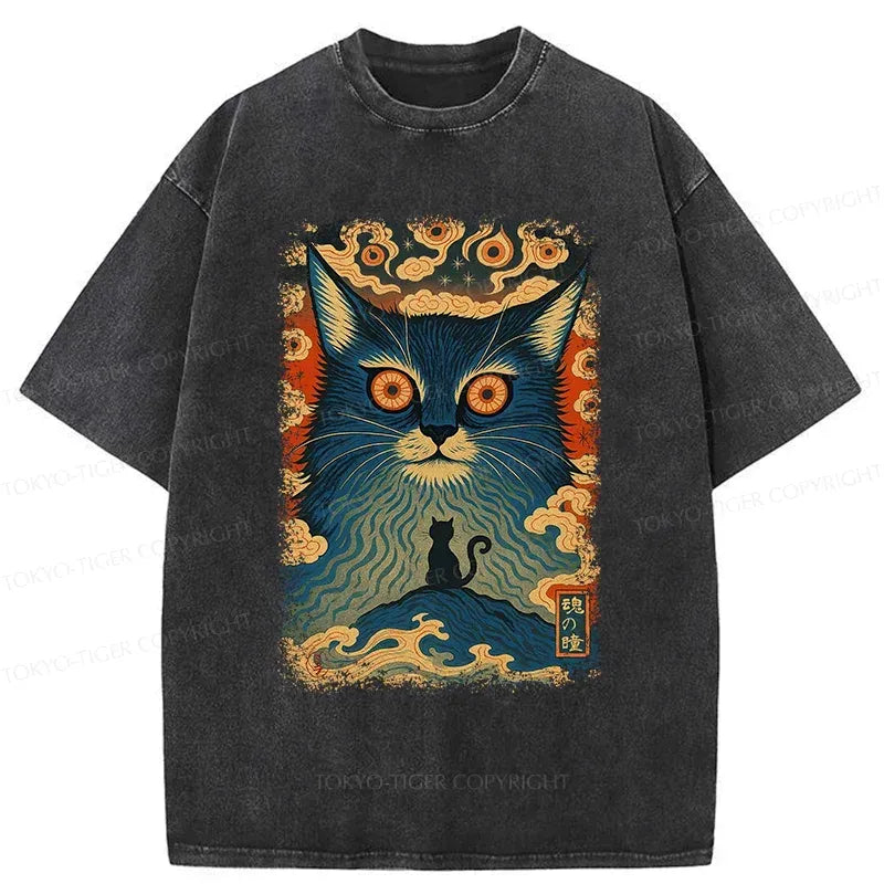 Kyoto-Lion Eye Of The Soul-cat Washed T-Shirt