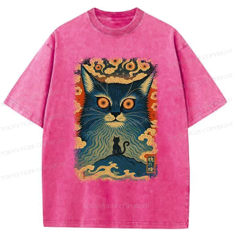 washed ukiyo-e cat tee for vacation