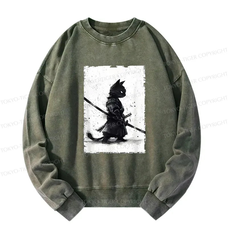Cat Samurai Sweatshirt for Streetwear