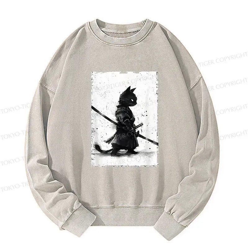 Vintage Washed Cat Samurai Sweatshirt