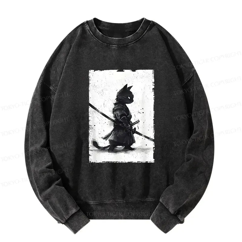 Vintage Washed Cat Samurai Sweatshirt
