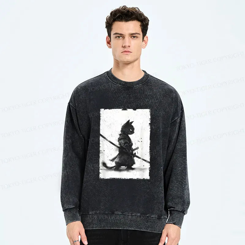 Cat Samurai Sweatshirt for Streetwear