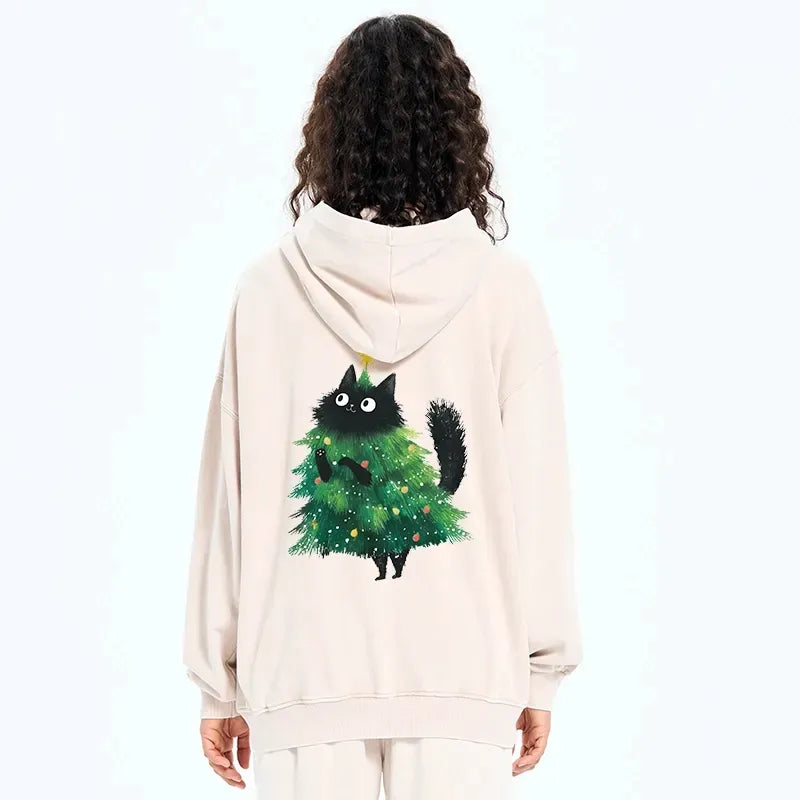 Japanese vintage cat zip hoodie for winter