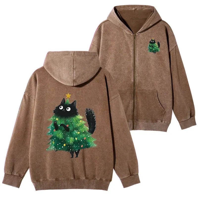 Christmas tree cat hoodie gift idea
