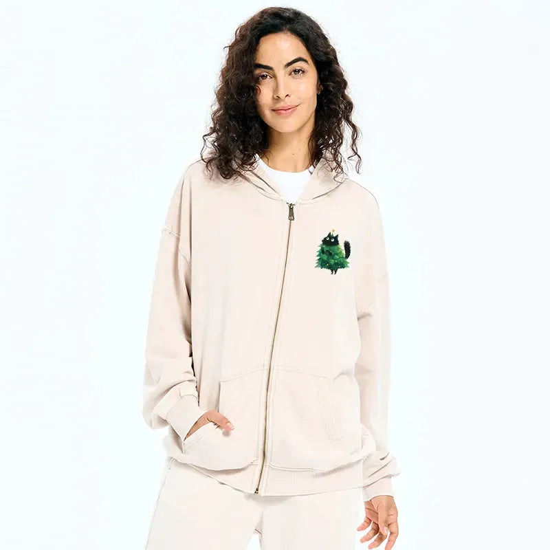 washed unisex hoodie with Japanese cat design