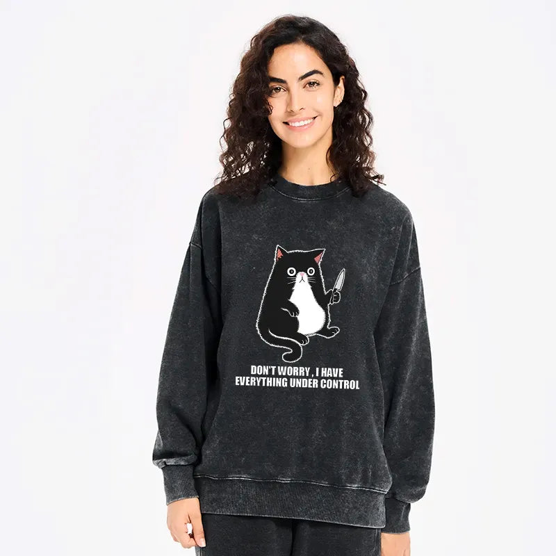 Don't Worry Cat Sweatshirt for Casual Wear